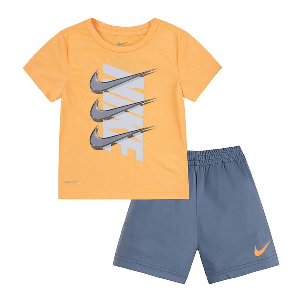 Nike Baby Boy Orange Tee and Gray Shorts Set